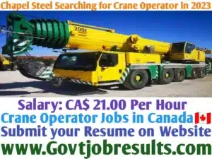 Chapel Steel Searching for Crane Operator in 2023