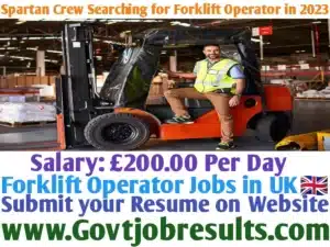 Spartan Crew Searching for Forklift Operator in 2023