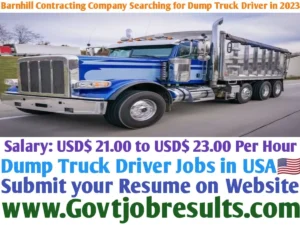 Barnhill Contracting Company Searching for Dump Truck Driver in 2023