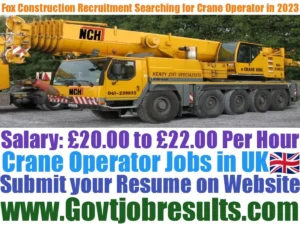 Fox Construction Recruitment Searching for Mobile Crane Operator in 2023