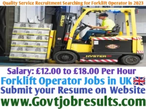 Quality Service Recruitment Searching for Forklift Operator in 2023