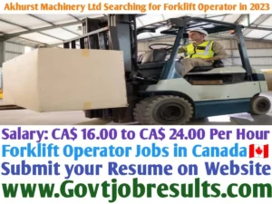 Akhurst Machinery Ltd Searching for Forklift Operator in 2023