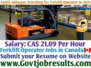 Smith Induspac Searching for Forklift Operator in 2023