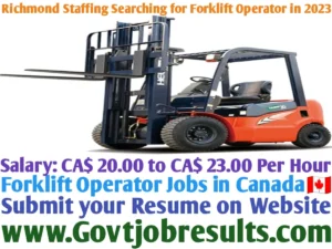 Richmond Staffing Searching for Forklift Operator in 2023