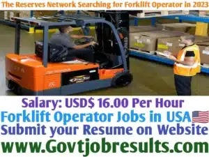 The Reserves Network Searching for Forklift Operator in 2023