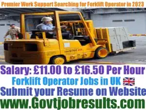 Premier Work Support Searching for Forklift Operator in 2023