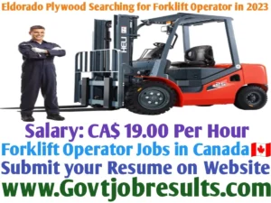 Eldorado Plywood Searching for Forklift Operator in 2023