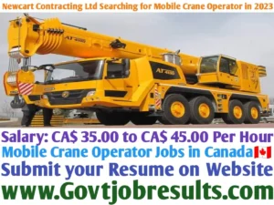 Newcart Contracting Ltd Searching for Mobile Crane Operator in 2023