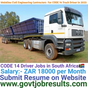 Mainline Civil Engineering Contractors is hiring CODE 14 Truck Driver 2023