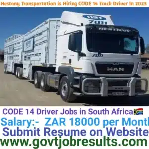 Hestony Transportation is Hiring CODE 14 HGV Truck Driver in 2023