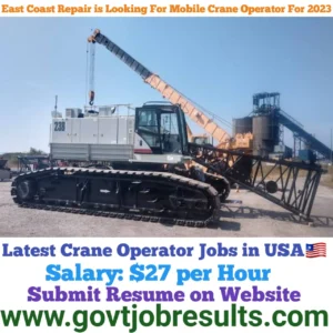 East Coast Repair is looking for Mobile Crane Operator for 2023