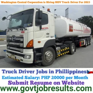 Washington Central Corporation is Hiring HGV Truck Driver 2023