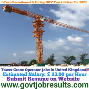 I-Texo Recruitment is Hiring Tower Crane Operators for 2023