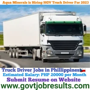 Aqua Minerals is Hiring HGV Truck Driver 2023