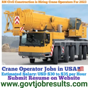 RN Civil Construction is Hiring Crane Operators for 2023