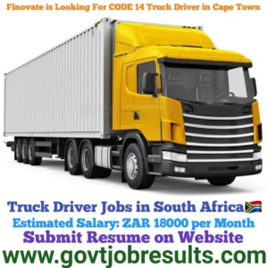 Finovate is looking for CODE 14 Driver in Cape Town 