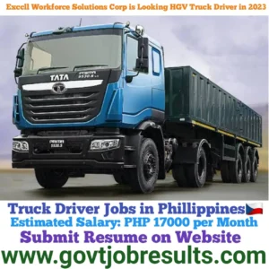Exccell Workforce Solutions Corp is looking HGV Truck Driver 2023