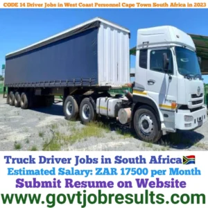 CODE 14 Driver Jobs in West Coast Personnel Cape Town South Africa in 2023
