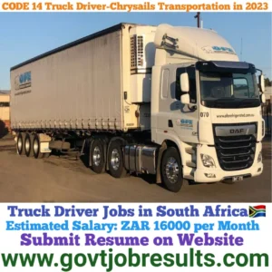 CODE 14 Truck Driver-Chrysalis Transportation in 2023