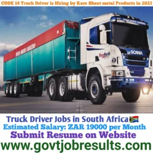 CODE 14 Truck Driver is Hiring by Kare Sheet Metal Products in 2023