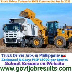 Truck Driver Careers in MGS Construction Inc in 2023