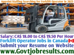 Appoint Staffing Searching for Forklift Operator in 2023