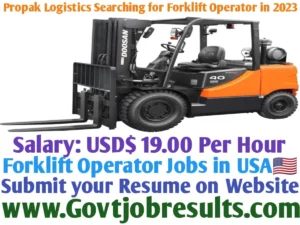 Propak Logistics Searching for Forklift Operator in 2023