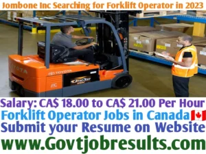 Jombone Inc Searching for Forklift Operator in 2023