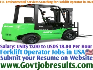 FCC Environmental Services Searching for Forklift Operator in 2023