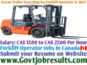 Ocean Trailer Searching for Forklift Operator in 2023
