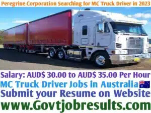 Peregrine Corporation Searching for MC Truck Driver in 2023