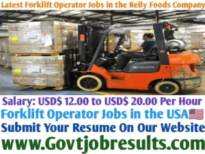 Reily Foods Company Hiring Forklift Operator in 2023