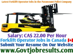 Latest Forklift Operator Jobs in the Paramount Pallet Company