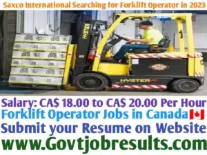 Saxco International Searching for Forklift Operator in 2023