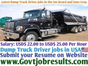 Latest Dump Truck Driver Jobs in the Joe Beard and Sons Corp Company