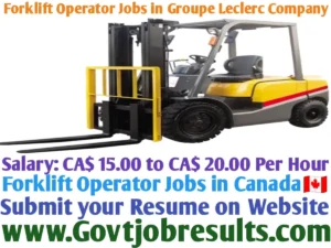 Forklift Operator jobs in Groupe Leclerc Company
