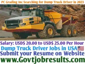 PC Grading Inc Searching for Dump Truck Driver in 2023