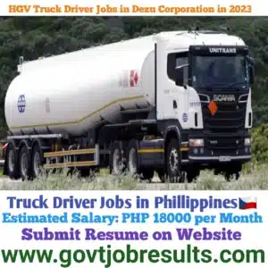 HGV Truck Driver Jobs in Dezu Corporation in 2023