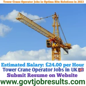 Tower Crane Operator Jobs in Optima Site Solutions in 2023