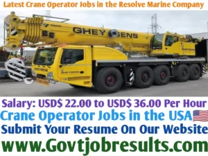 Latest Crane Operator Jobs in the Resolve Marine Company