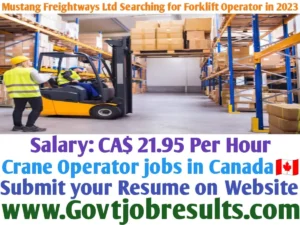 Mustang Freightways Ltd Searching for Forklift Operator in 2023