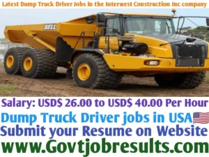 Latest Dump Truck Driver Jobs in the Interwest Construction Inc Company