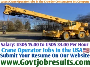 Latest Crane Operator Jobs in the Crowder Constructors Inc Company