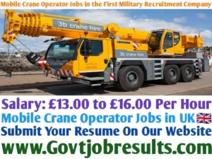 Mobile Crane Operator Jobs in the First Military Recruitment Company