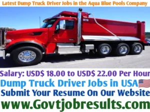 Latest Dump Truck Driver Jobs in the Aqua Blue Pools Company