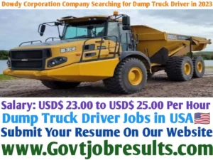 Dowdy Corporation Company Searching for Dump Truck Driver in 2023