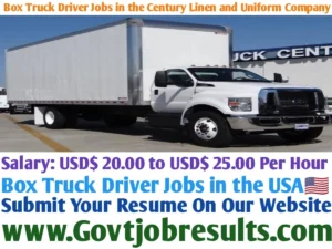 Box Truck Driver Jobs in the Century Linen and Uniform Company