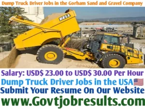Dump Truck Driver Jobs in the Gorham Sand and Gravel Company