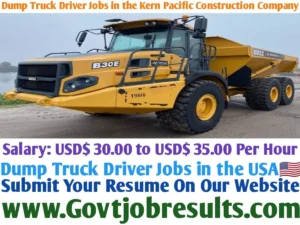 Dump Truck Driver Jobs in the Kern Pacific Construction Company