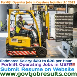 Forklift Operator Jobs in Capstone Logistics LLC 2023